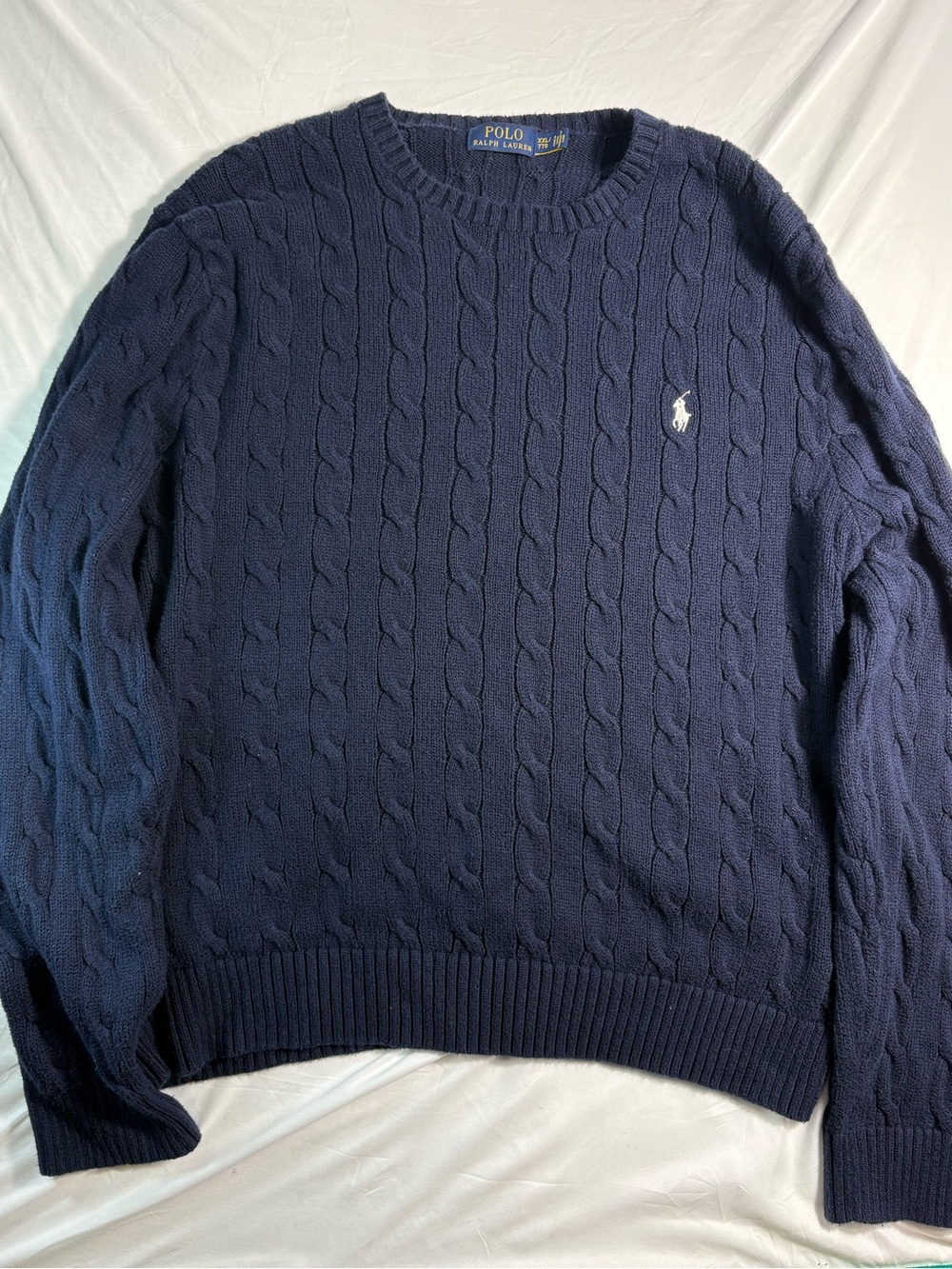 Polo ralph lauren cable knit sweater blue XXL cotton